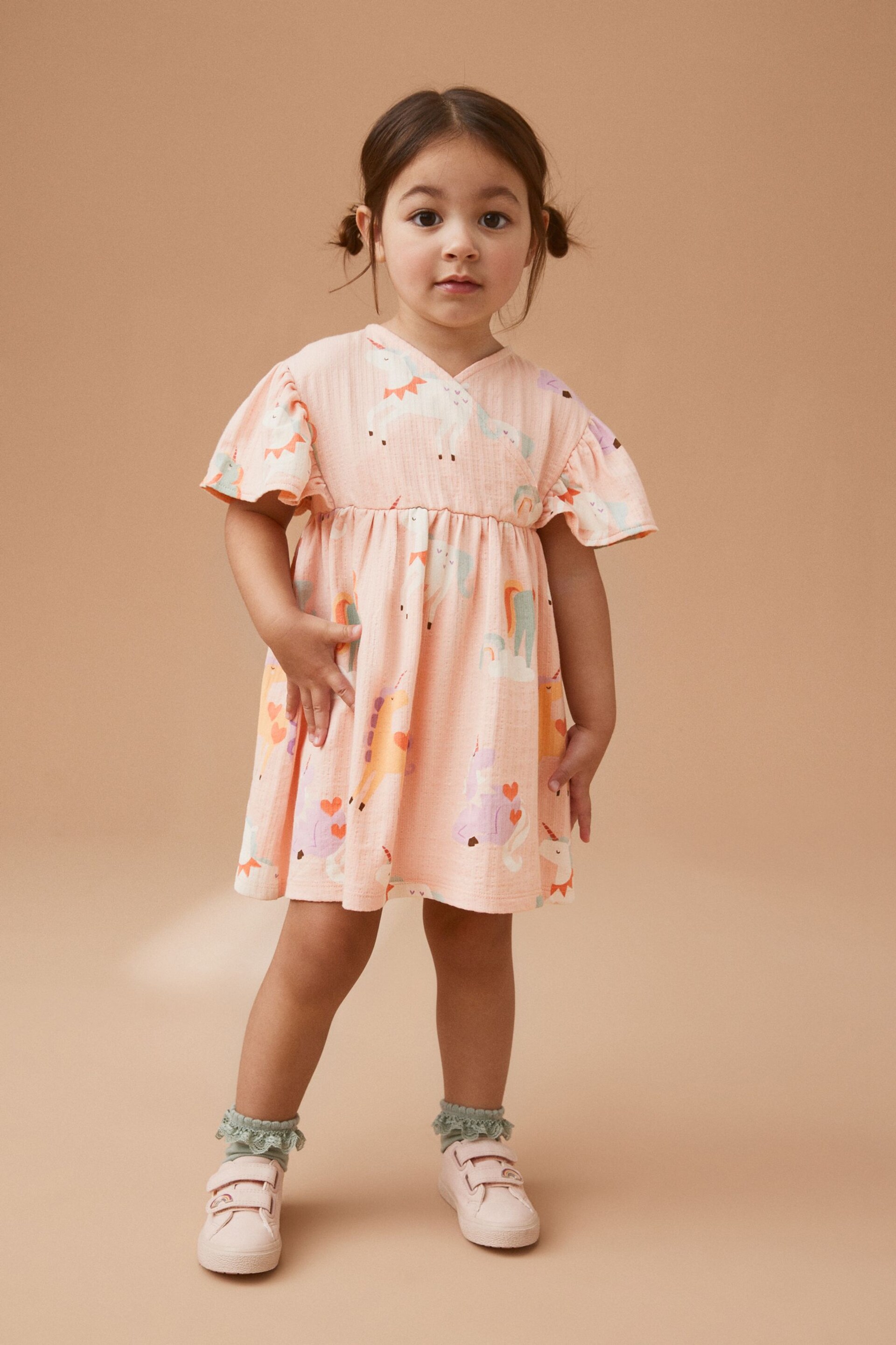 Pink Unicorn Wrap Jersey Dress (3mths-7yrs) - Image 2 of 6