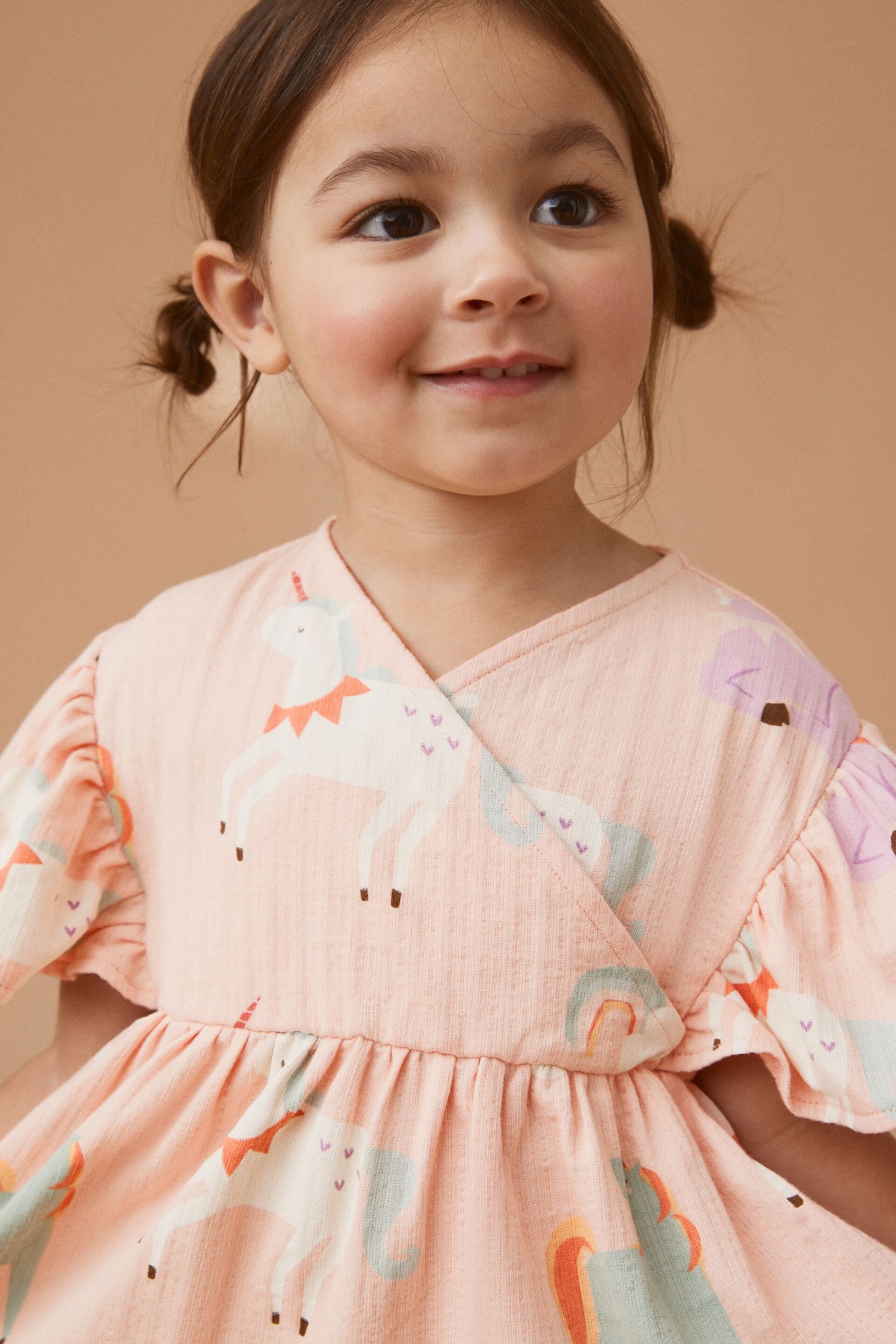 Pink Unicorn Wrap Jersey Dress (3mths-7yrs) - Image 4 of 6