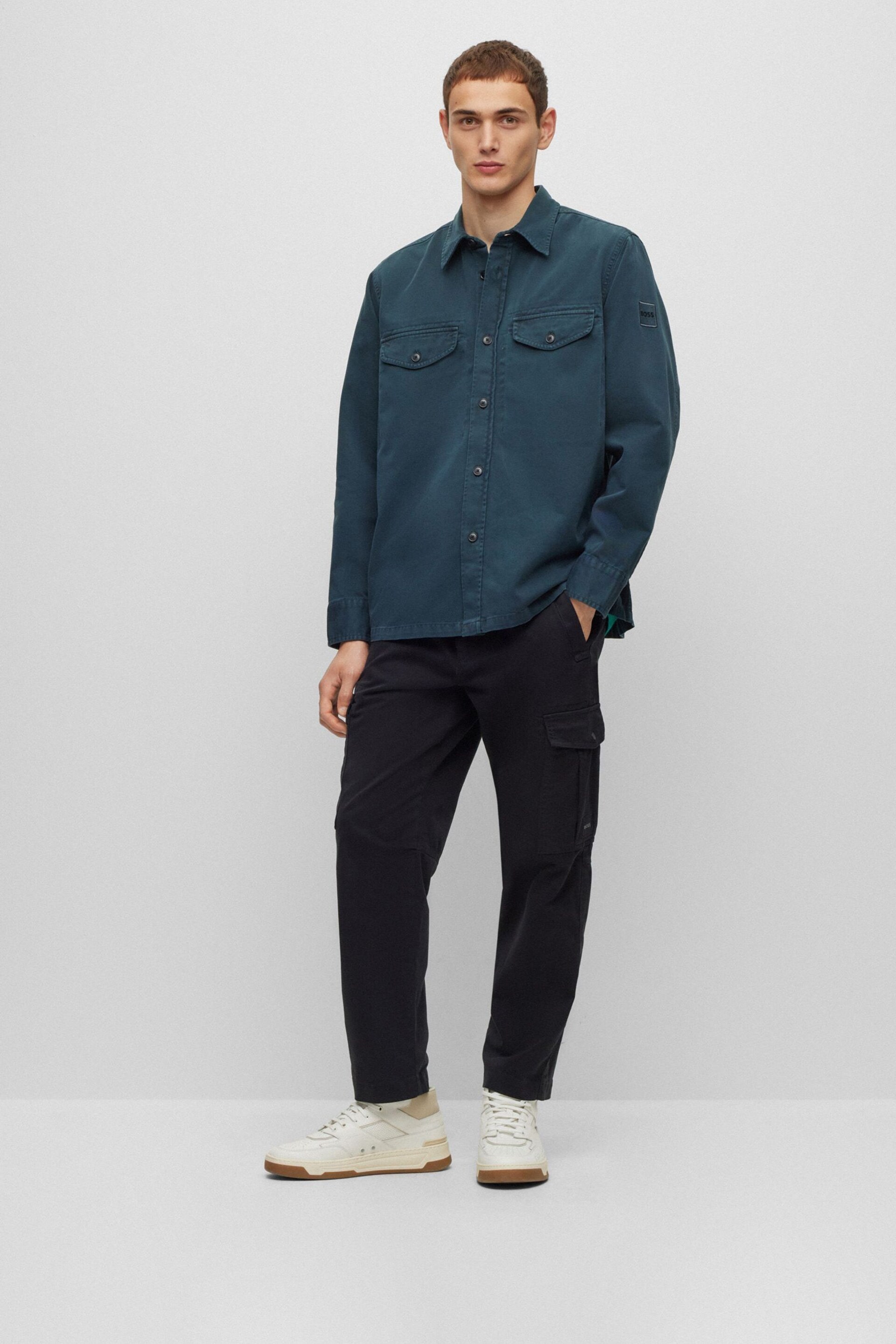 BOSS Green Garment Dyed Twill Overshirt - Image 3 of 6