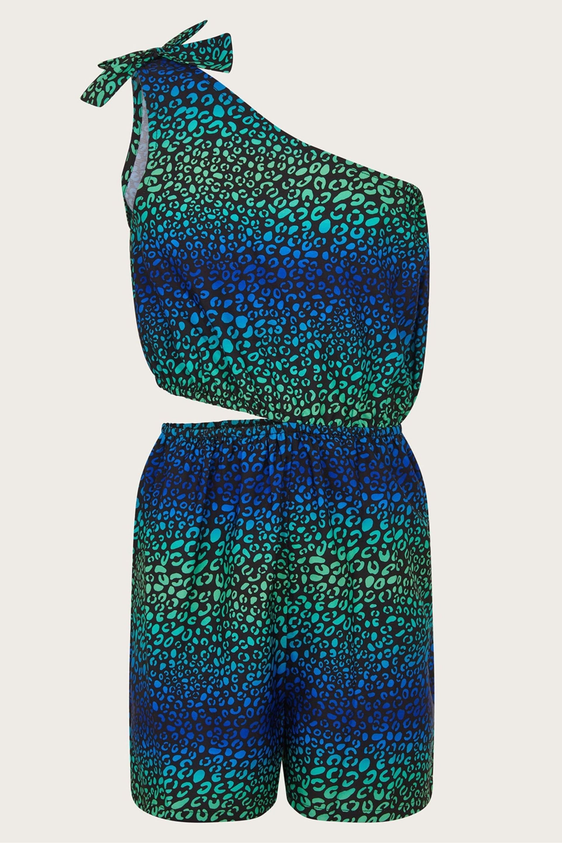 Monsoon Green Leopard Print Playsuit - Image 1 of 3