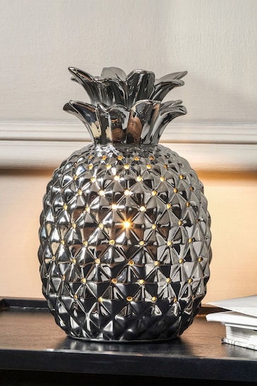 Pacific Silver Pina Ceramic Pineapple Table Lamp