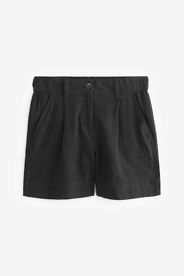 Black Linen Blend Boy Shorts