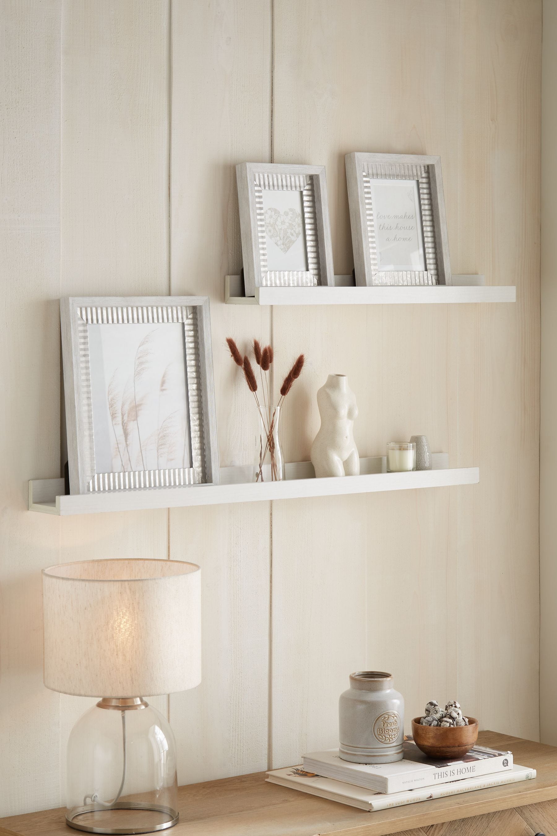 Buy White Wood Effect Picture Ledge Shelves from the Next UK