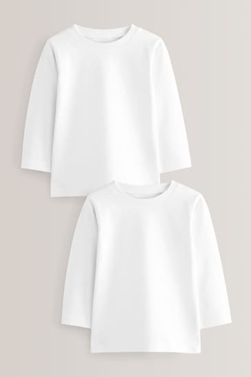 White 2 Pack Long Sleeve T-Shirts (3mths-7yrs)