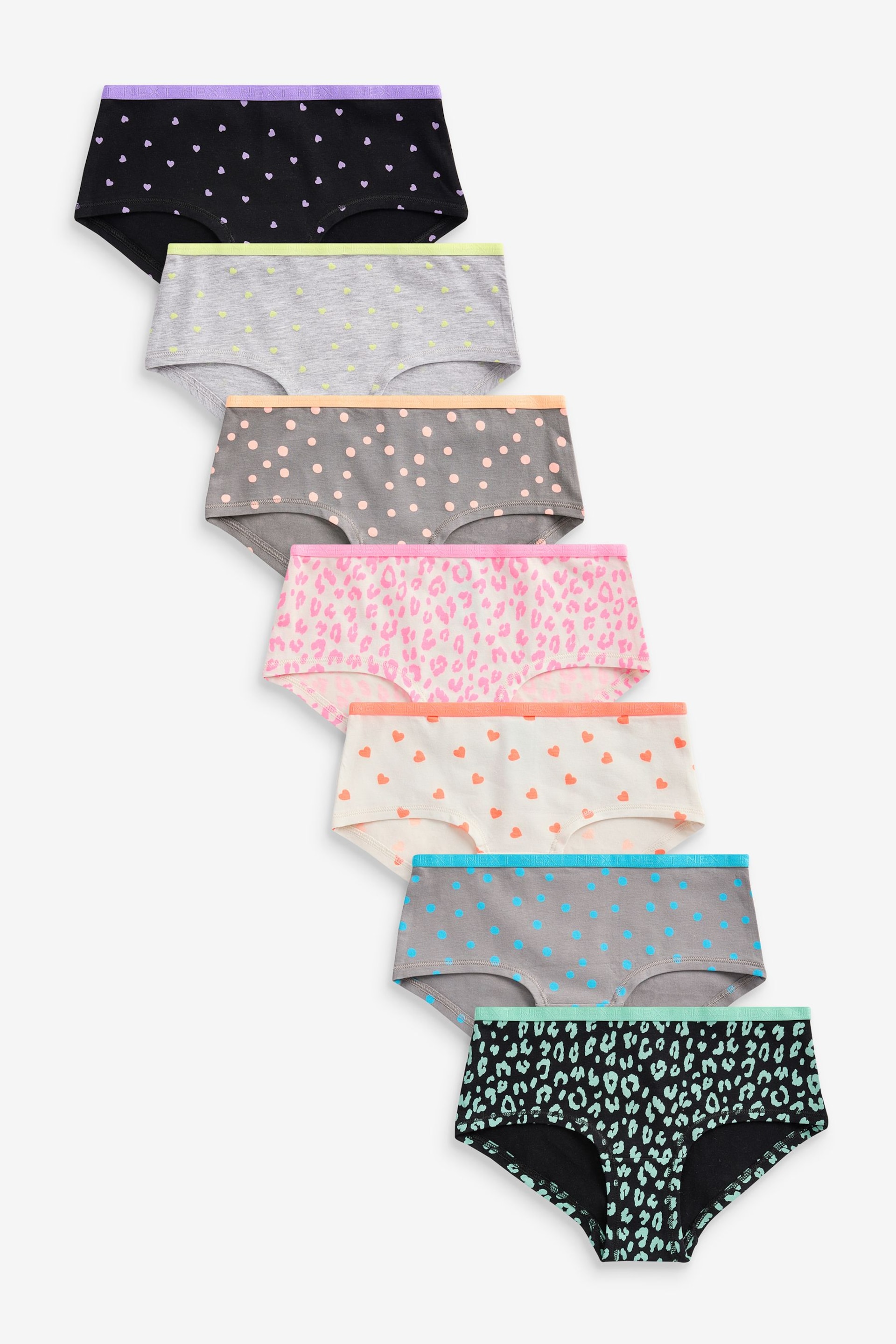 Grey/White/Black Bright Prints Hipster Briefs 7 Pack (2-16yrs) - Image 1 of 10