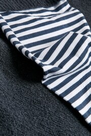 Navy Knitted Poncho with Stripe Sleeve - Image 5 of 5