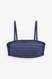 Navy with Contrast Embroidery Shirred Bandeau Bikini Top - Image 4 of 4