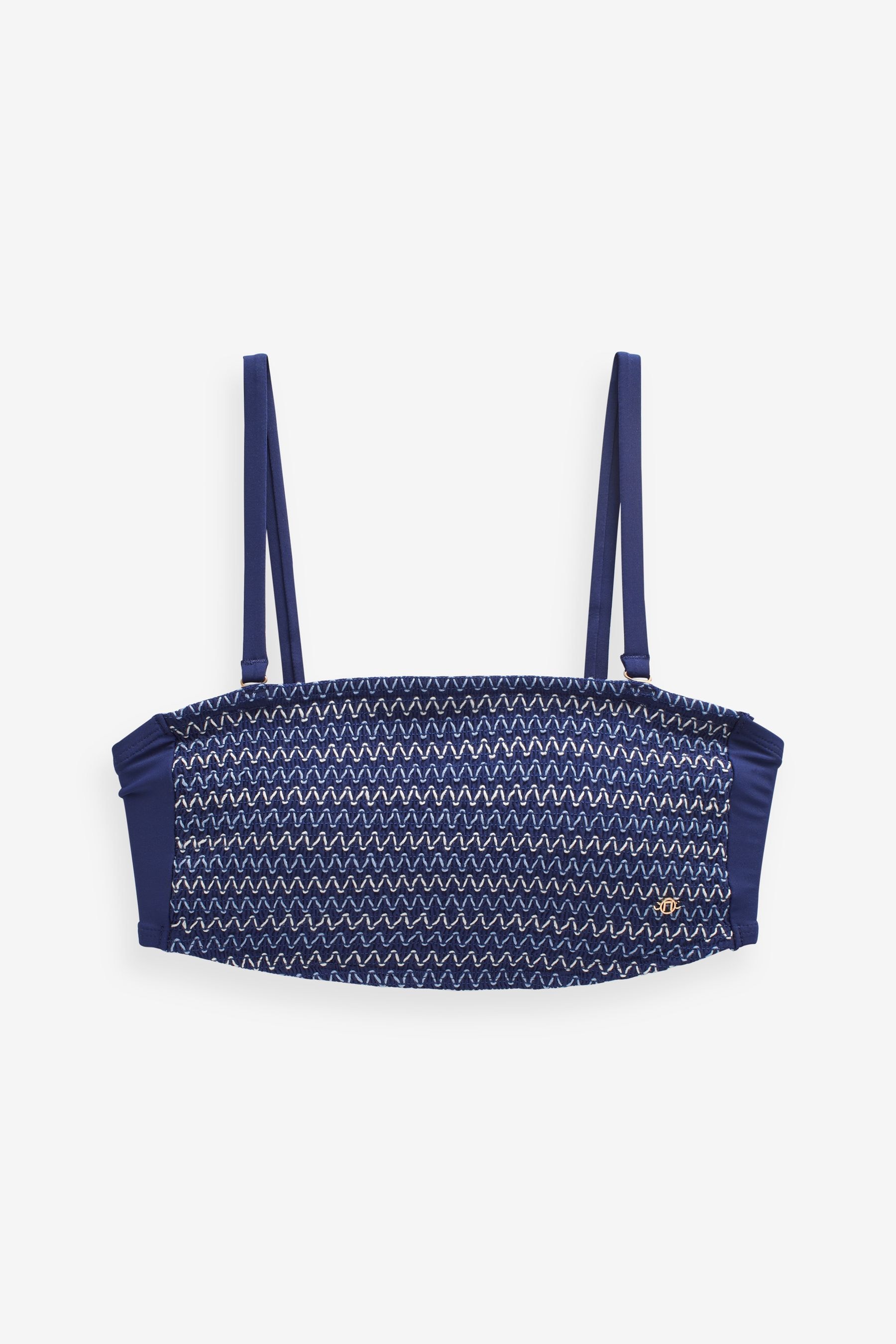 Buy Navy with Contrast Embroidery Shirred Bandeau Bikini Top from Next United Arab Emirates