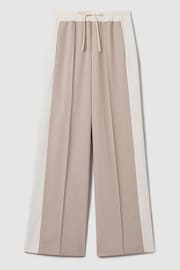 Reiss Mink Neutral May Wide Wide Leg Contrast Stripe Drawstring Trousers - Image 2 of 6