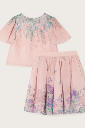 Monsoon Pink Alium Botanical Top and Skirt Set