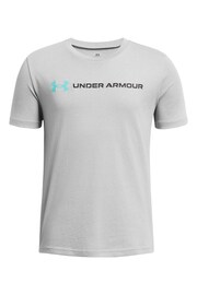 Under Armour Grey/Blue Logo Wordmark T-Shirt - Image 1 of 2