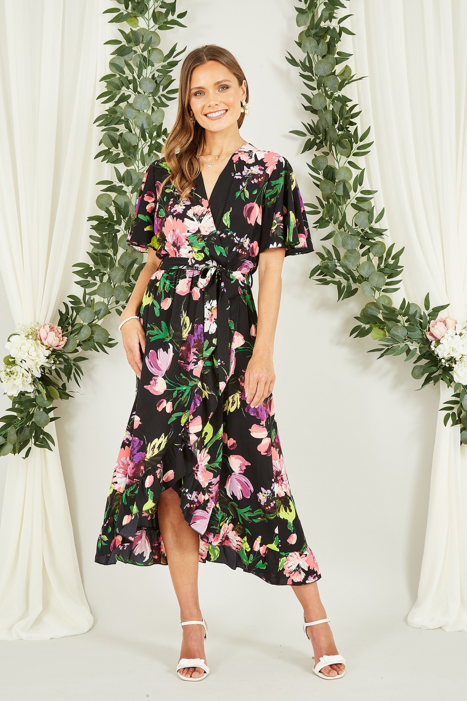 Mela black floral online dress