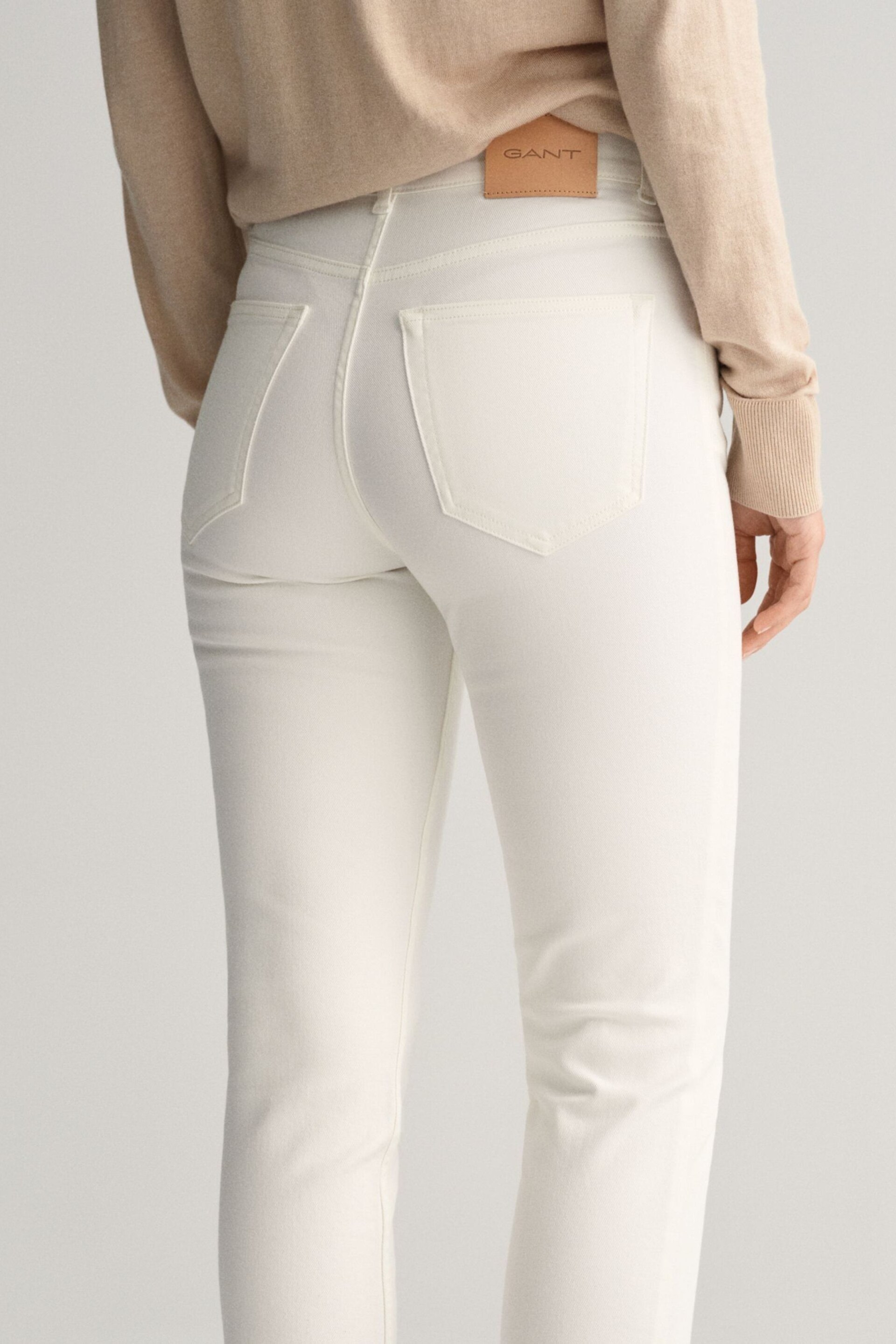 GANT White Slim Fit Ankle Grazer Jeans - Image 5 of 9