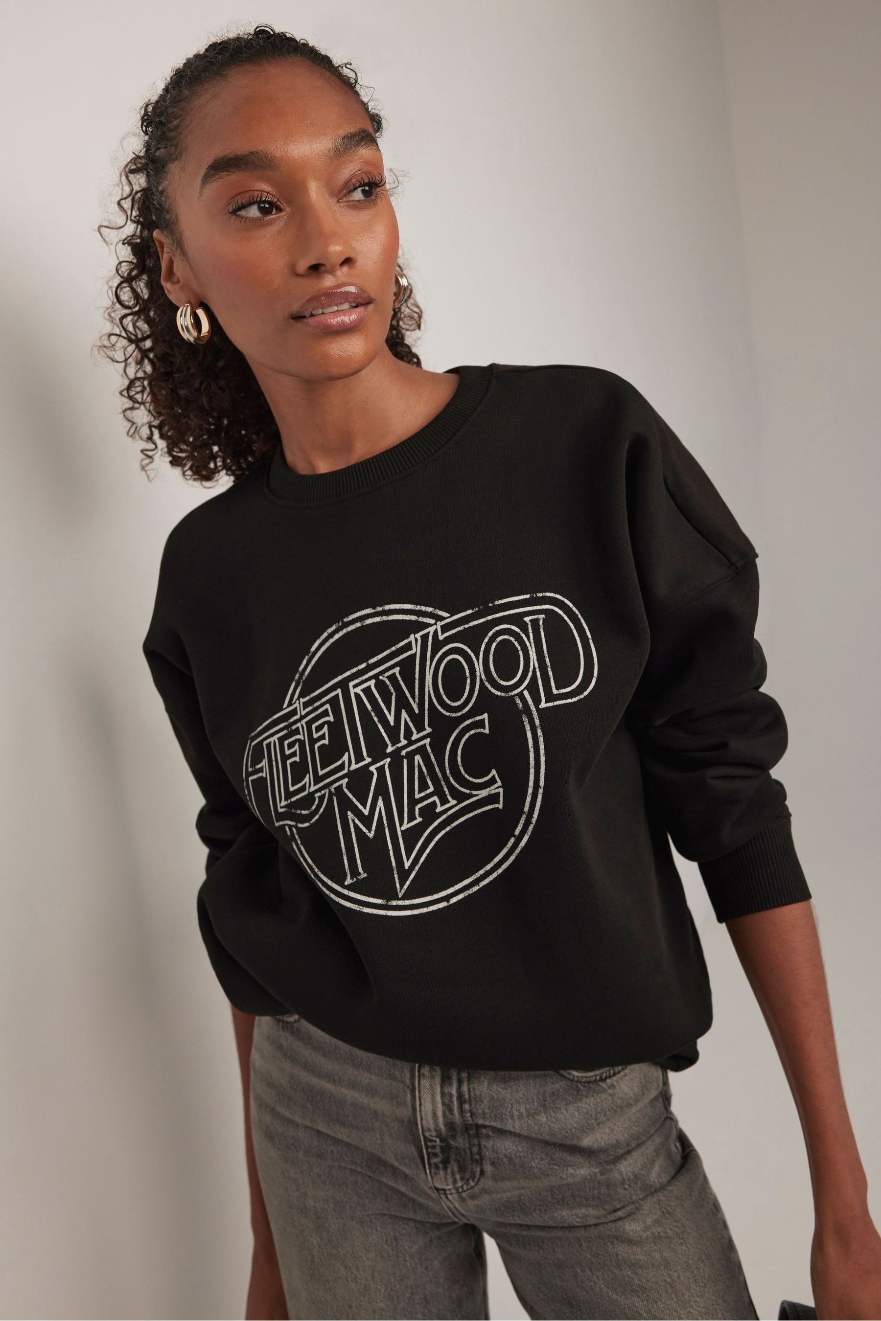 Buy Mint Velvet Black Fleetwood Mac 100 Cotton Sweatshirt from Next Luxembourg