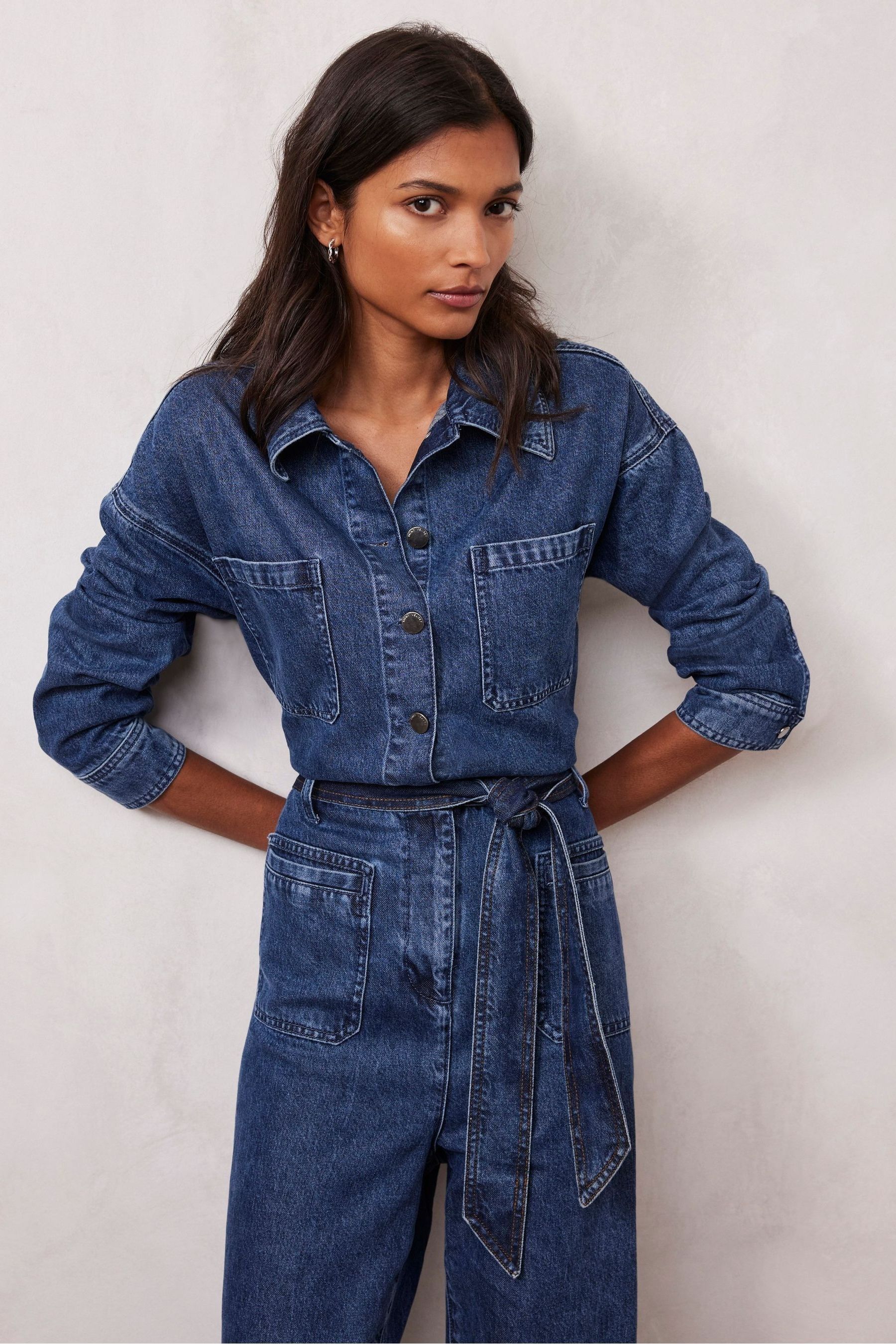 Mint velvet denim jumpsuit hot sale