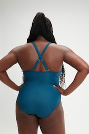 Speedo Womens Blue Shaping V-Neck 1 Piece Swimsuit - Image 3 of 8