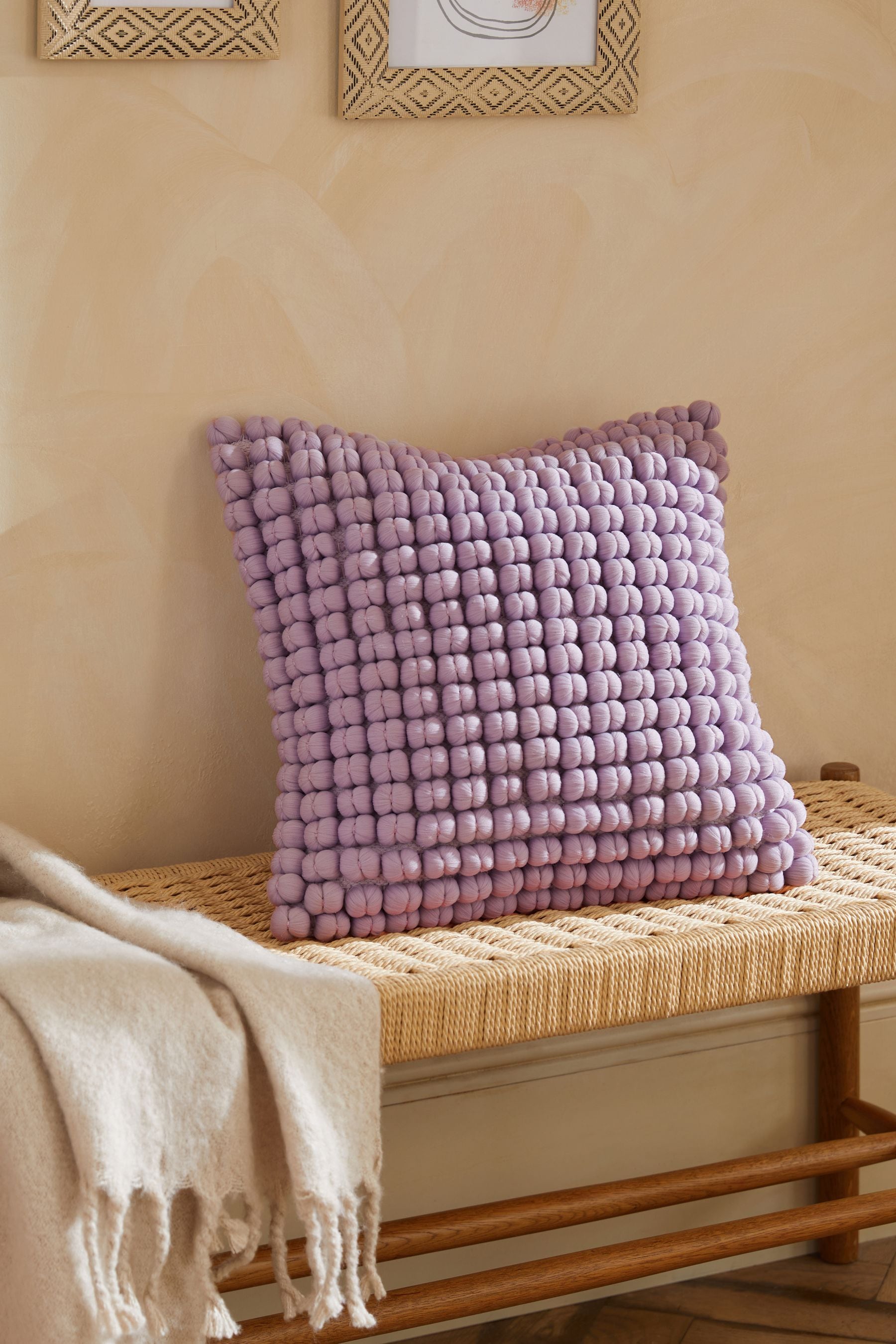 Buy Lilac Purple 43 x 43cm Global Bobble Cushion from the Next UK