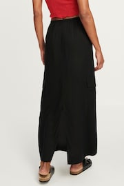 Black Column Midi Skirt with Linen - Image 4 of 7