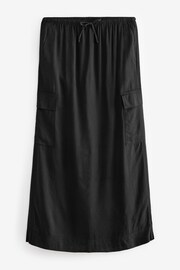 Black Column Midi Skirt with Linen - Image 5 of 7