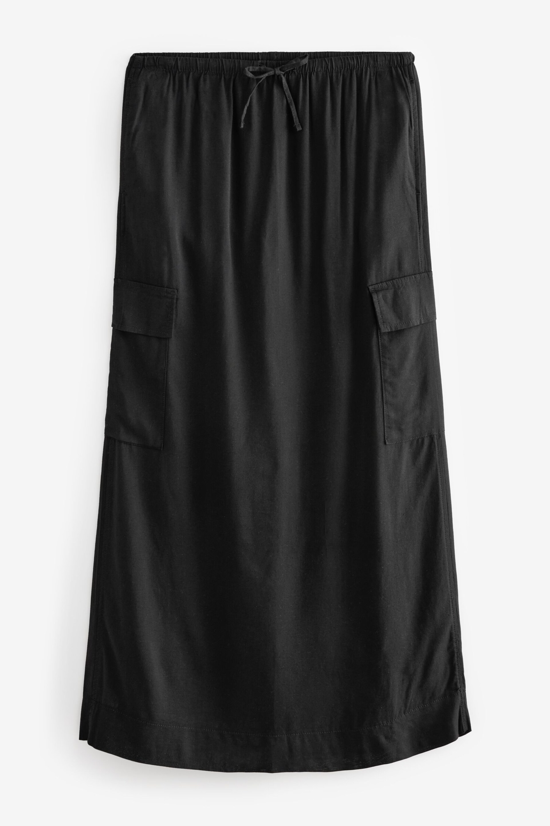 Black Column Midi Skirt with Linen - Image 5 of 7