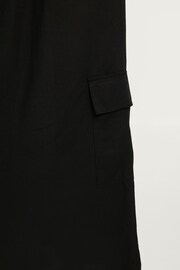 Black Column Midi Skirt with Linen - Image 6 of 7