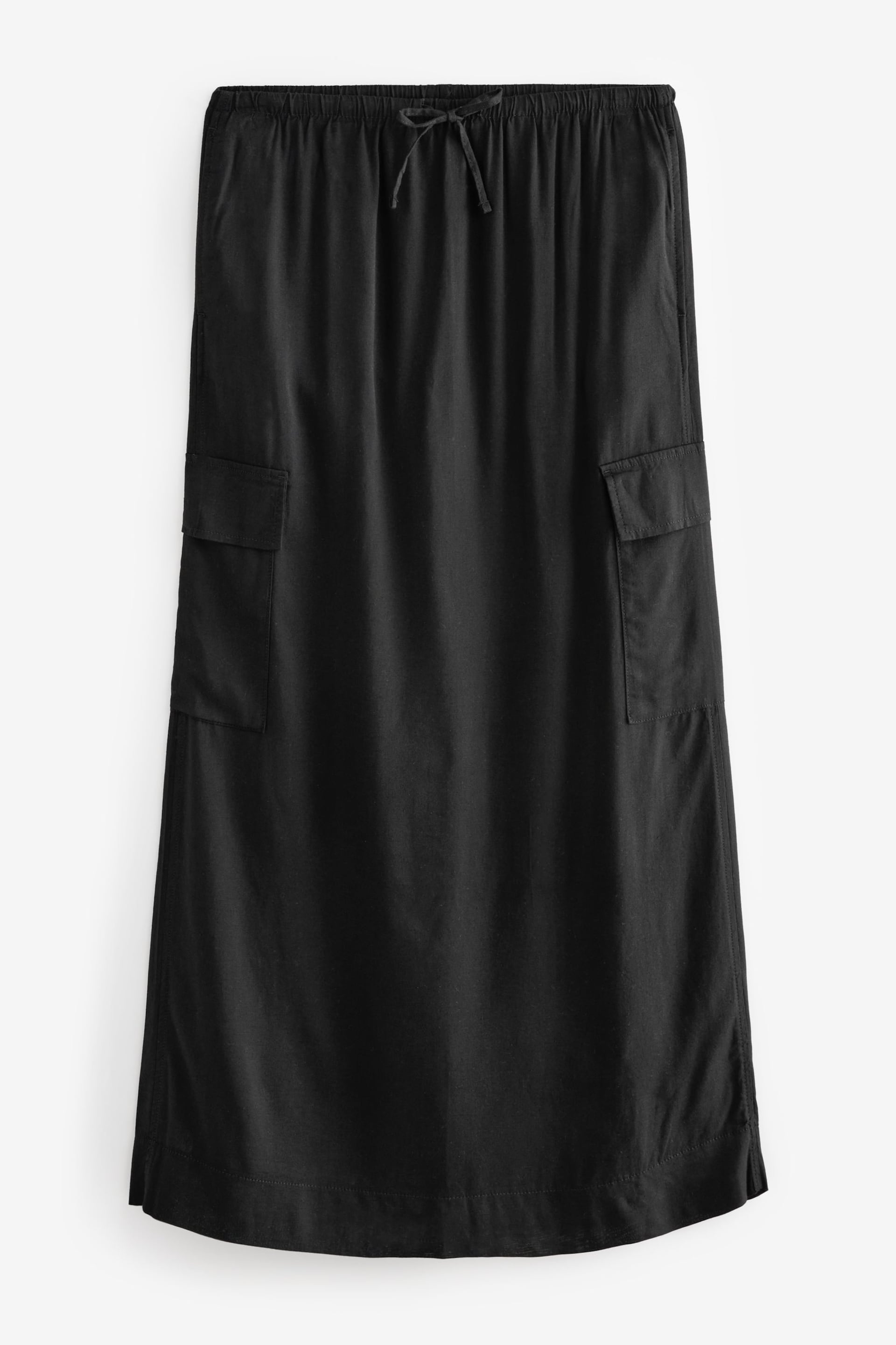 Black Column Midi Skirt with Linen - Image 6 of 7