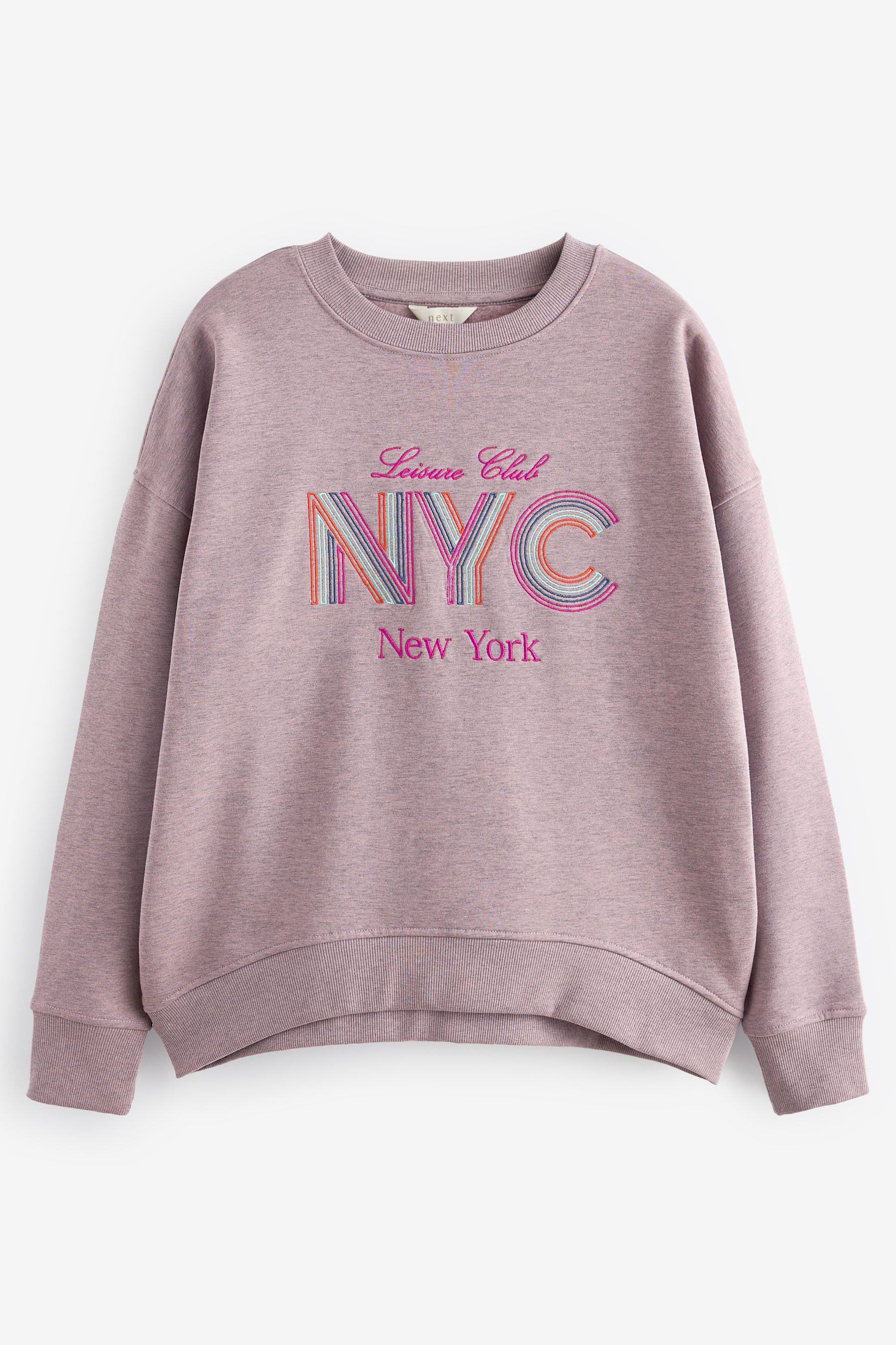 Pink Rainbow New York City Graphic Slogan Sweatshirt