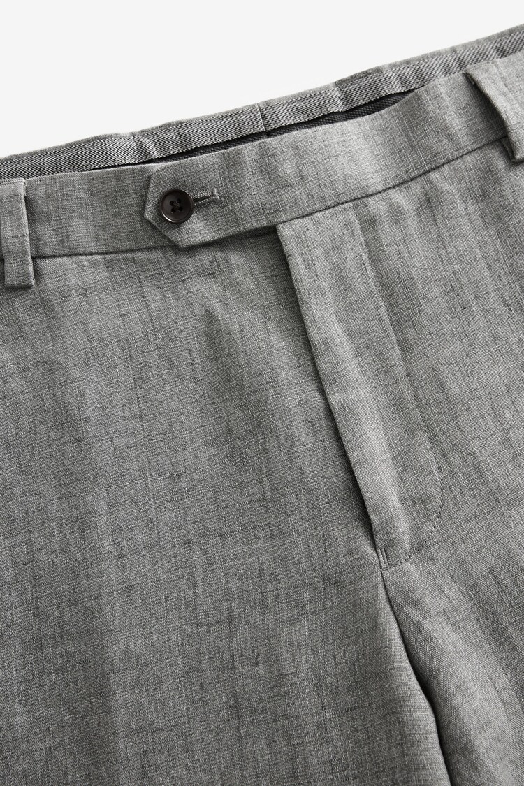 Light Grey Slim Fit Signature Leomaster 100% Linen Suit: Trousers - Image 10 of 11