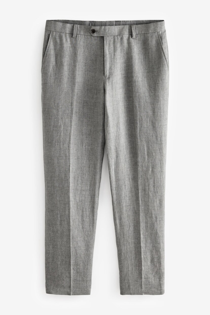 Light Grey Slim Fit Signature Leomaster Linen Suit: Trousers - Image 8 of 11