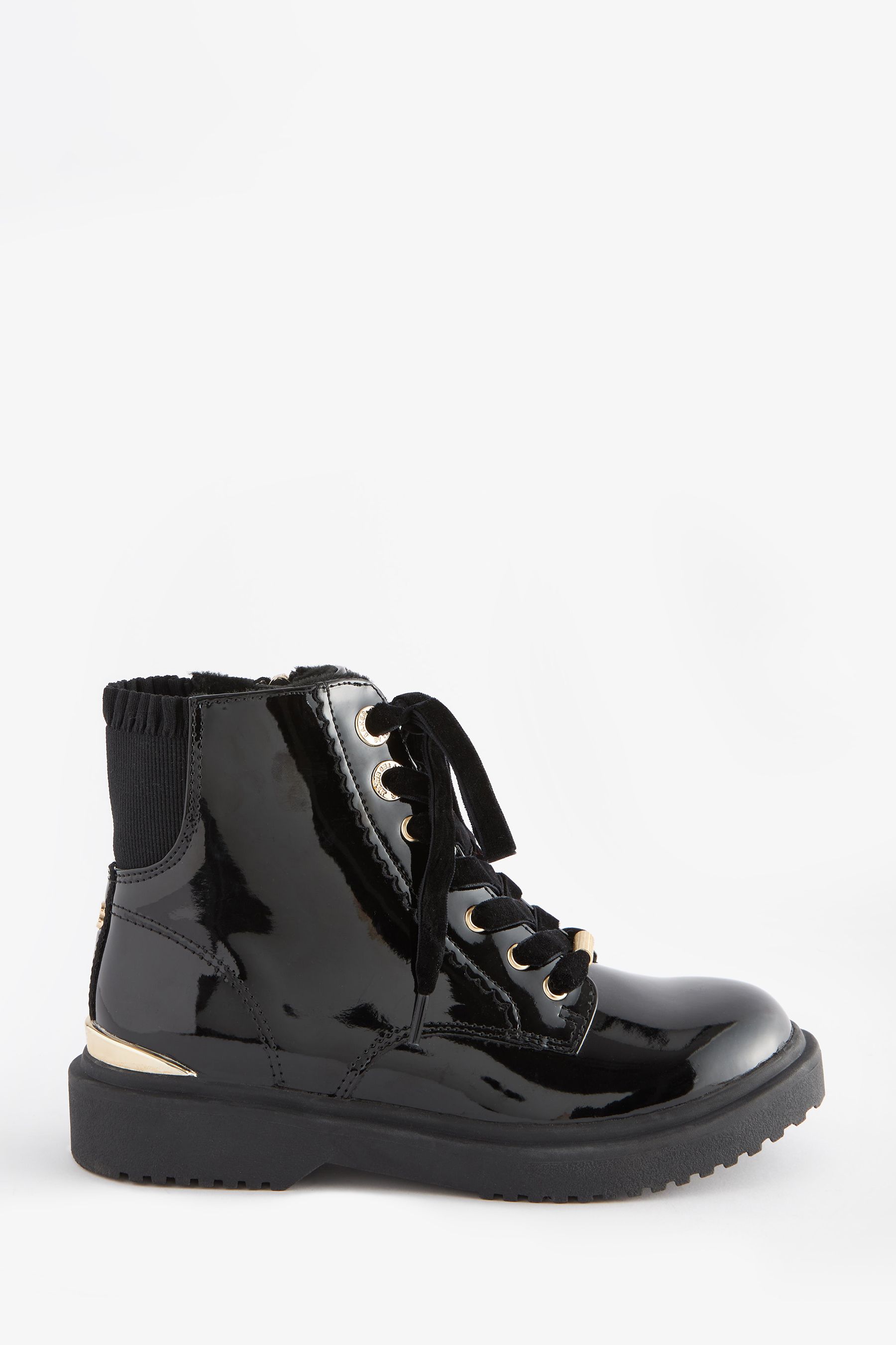 Girls black patent lace up boots store
