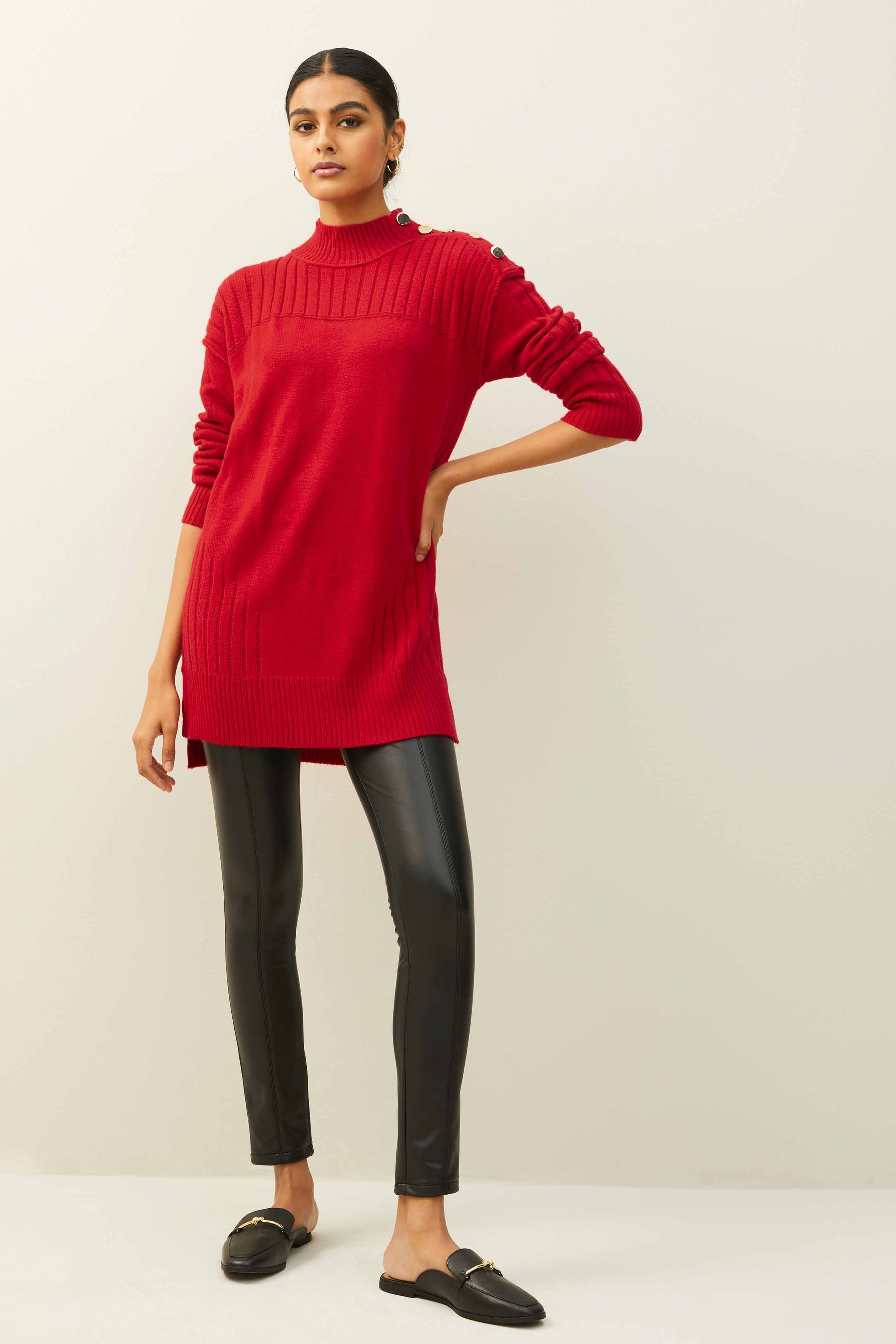 Longline red online jumper