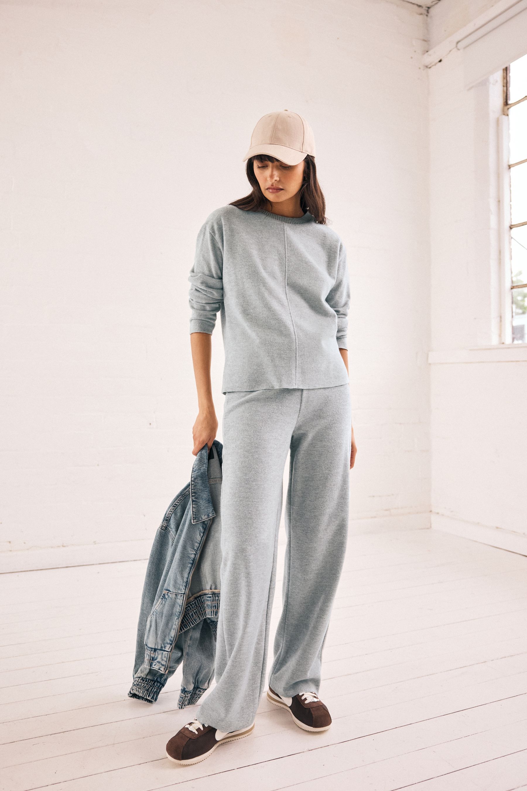 Buy Grey Cosy Soft Touch Rib Seam Detail Crew Neck Jumper from the Next UK online shop