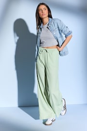 Green Textured Stripe Wide Leg Trousers - Image 2 of 6