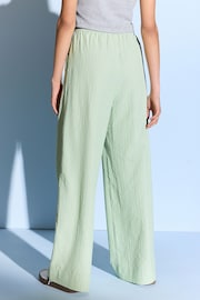 Green Textured Stripe Wide Leg Trousers - Image 3 of 6