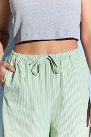 Green Textured Stripe Wide Leg Trousers - Image 4 of 6