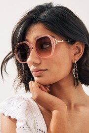 Light Pink Large Hexagon Metal Arm Sunglasses - Image 1 of 5