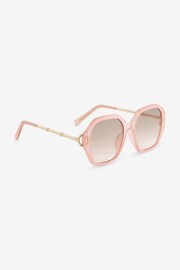 Light Pink Large Hexagon Metal Arm Sunglasses - Image 3 of 5