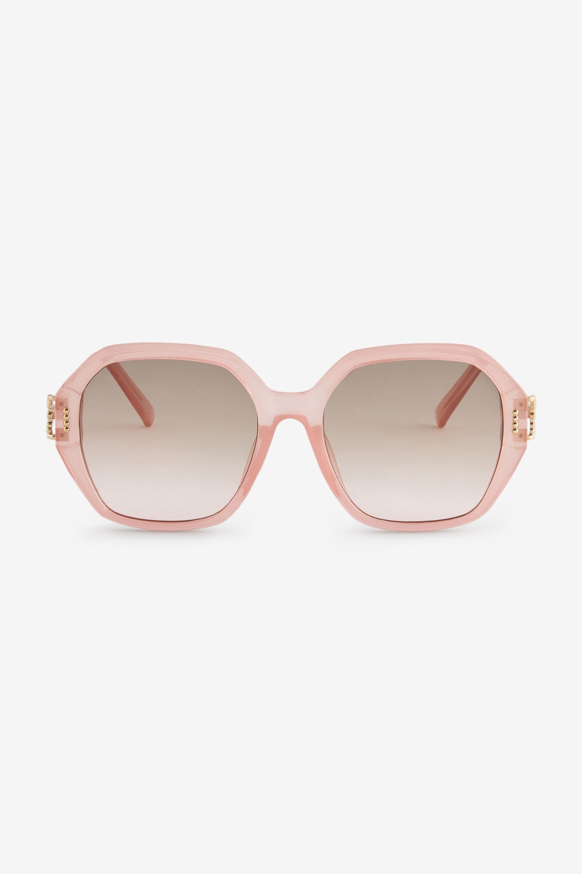 Light Pink Large Hexagon Metal Arm Sunglasses - Image 4 of 5