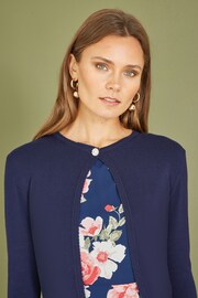 Yumi Blue Diamante Button Cropped Cardigan - Image 4 of 5