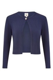 Yumi Blue Diamante Button Cropped Cardigan - Image 5 of 5