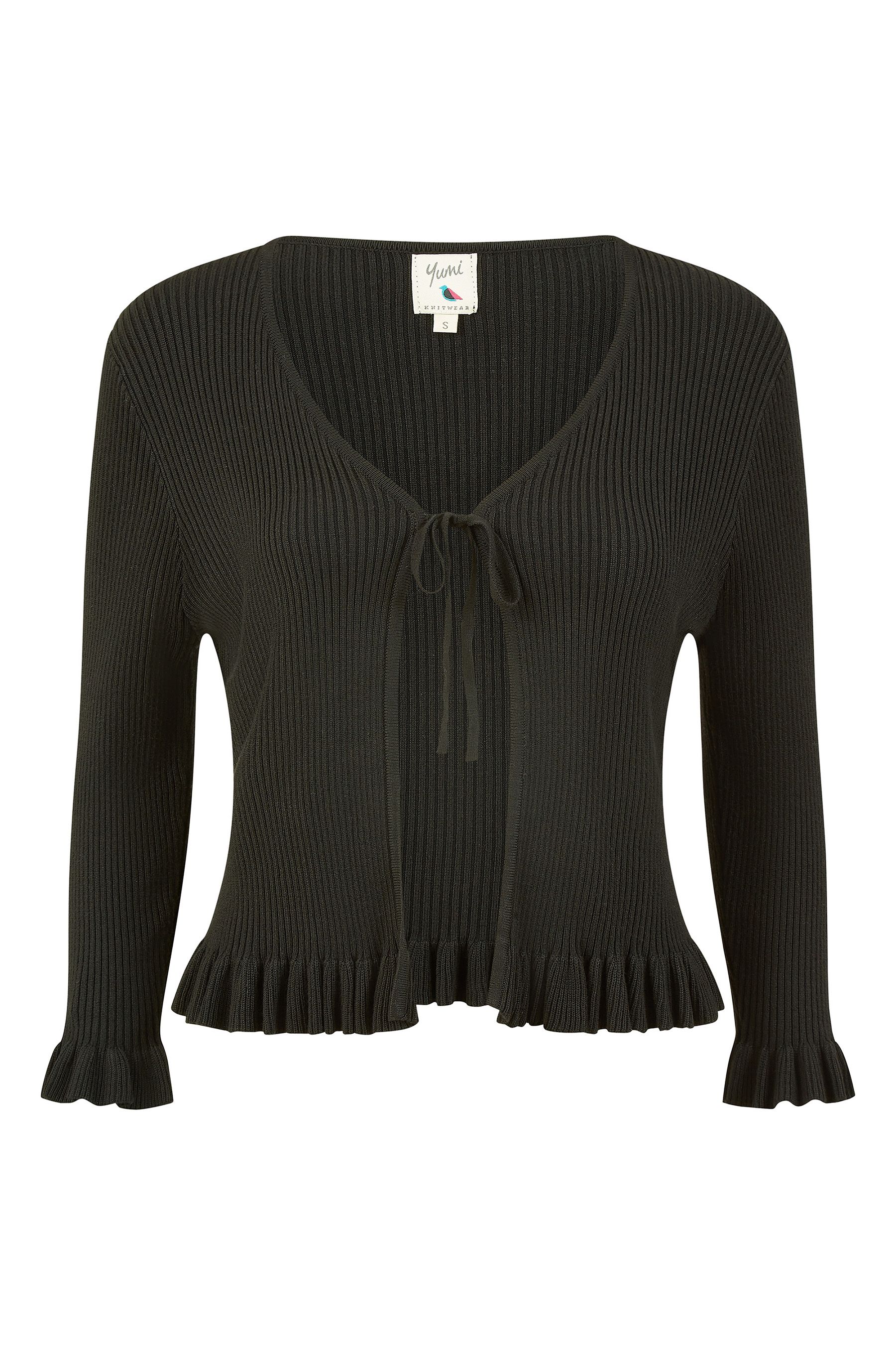 Black tie up cardigan cheap