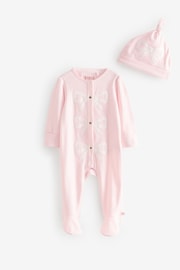 Baker by Ted Baker Bow 100% Cotton Sleepsuit And Hat Set - Image 6 of 9