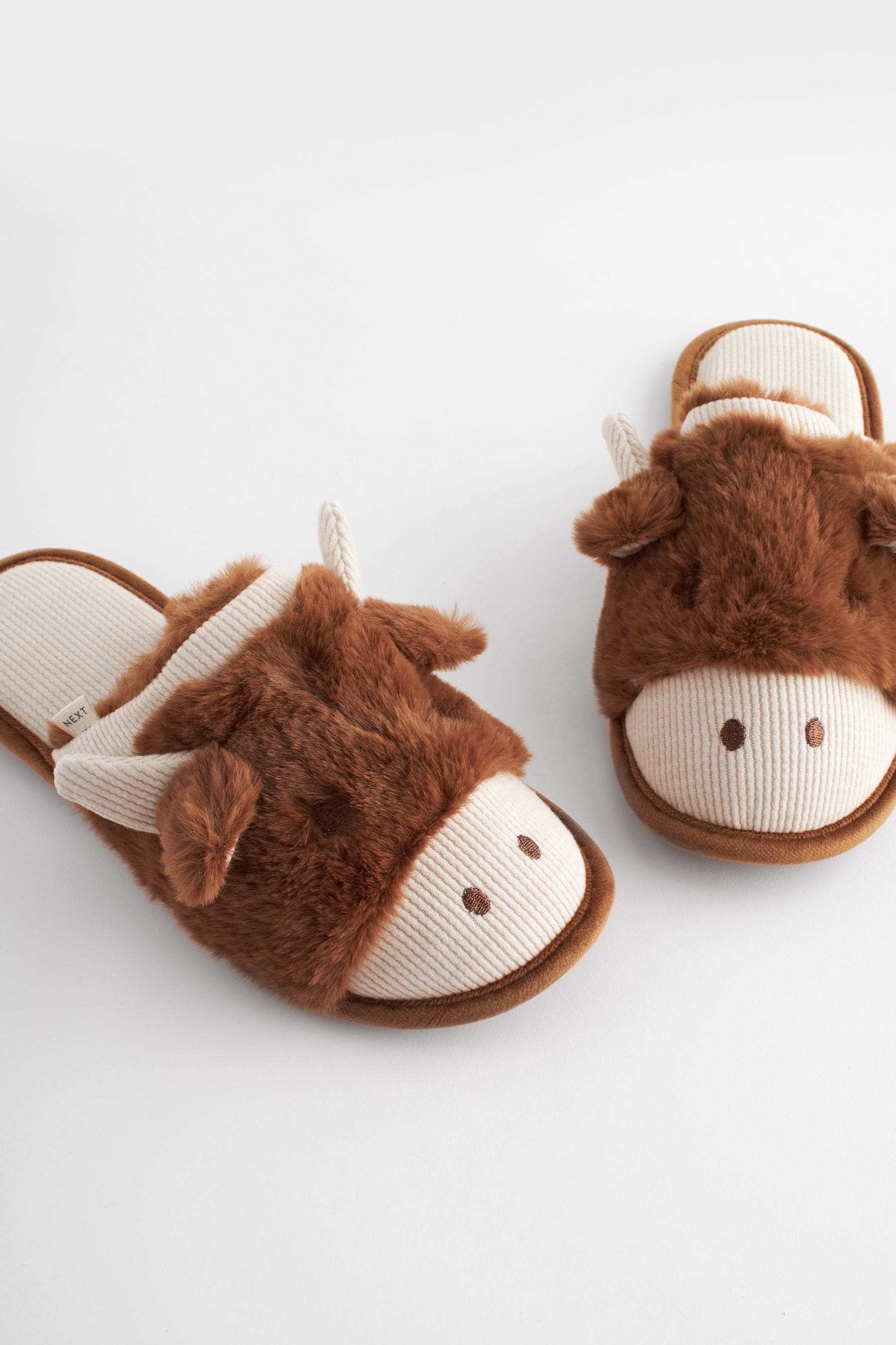 Buy Brown Hamish The Highland Cow Mule Slippers from Next Luxembourg