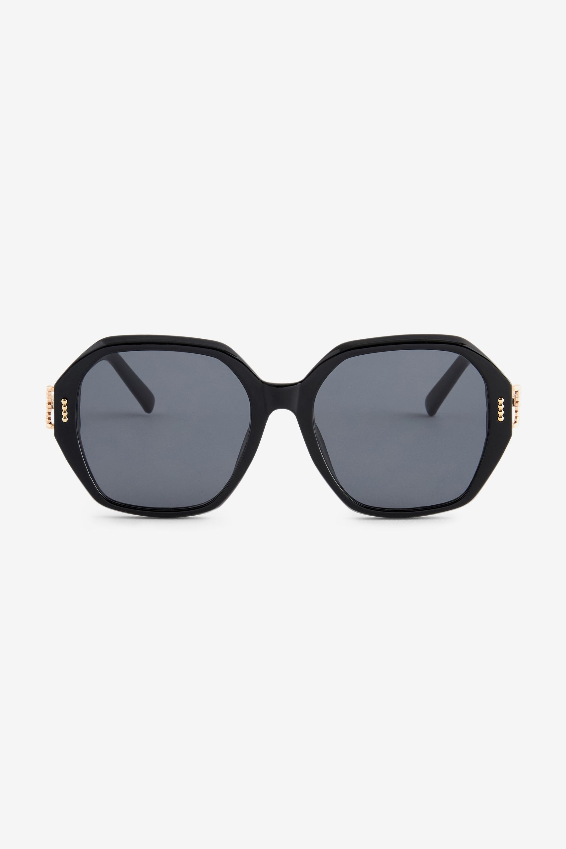 Buy Black Large Hexagon Metal Arm Sunglasses from Next Luxembourg