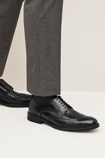 Black Leather Derby Brogues