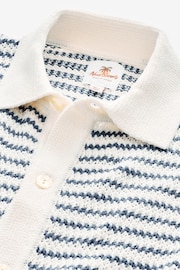 Blue/White Relaxed Crochet Button Through Shirt - Image 7 of 8