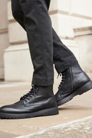 Black Leather Chunky Boots - Image 2 of 7