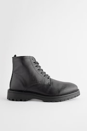 Black Leather Chunky Boots - Image 3 of 7