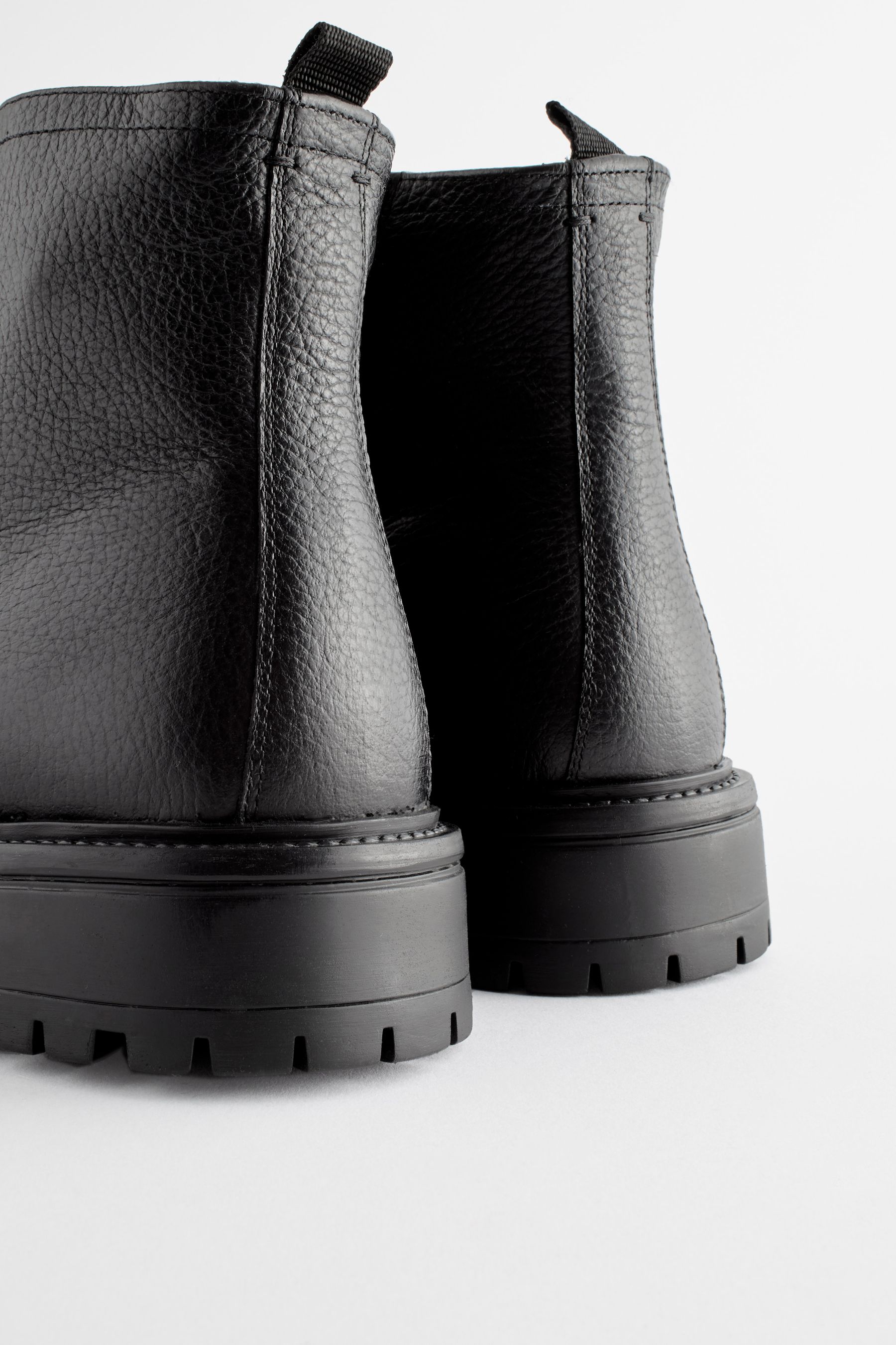 Buy Black Leather Chunky Boots from Next Luxembourg