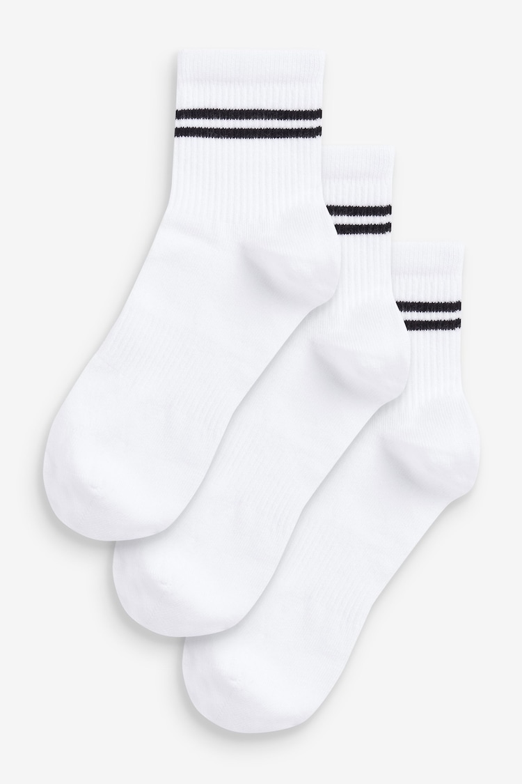 White Sport Cropped Ankle Socks 3 Pack - Image 1 of 2